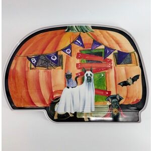 Island Republic Halloween Great Dane Ghost Pumpkin Camper Melamine Serving Tray